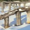 The pilings left from the railroad trestle.